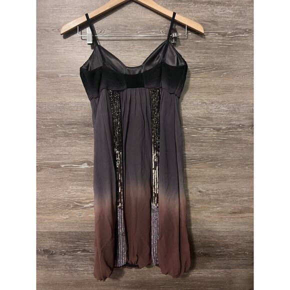 Vintage Y2K Sue Wong Mini Dress Bow Brown Ombre Sequin Bubble Hem 100% Silk Sz 4 - Picture 7 of 11